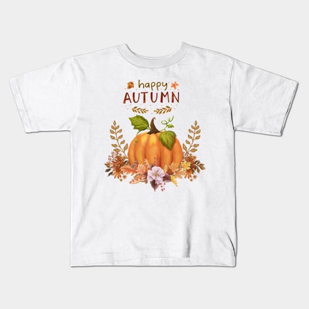 happy autumn Kids T-Shirt by Rusty Ruby